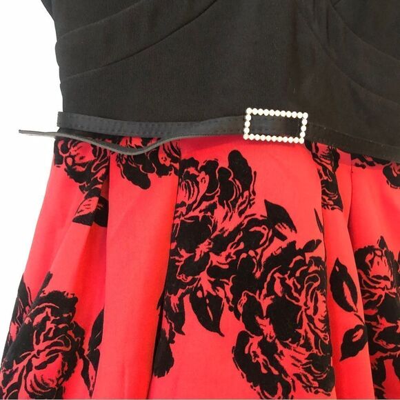 CRYSTAL DOLLS Womens Black Embellished Zippered Floral Cocktail Dress - Picture 4 of 11